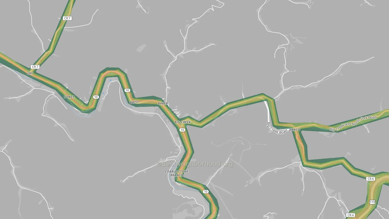 25505, WV Map of Noise Levels in 25505