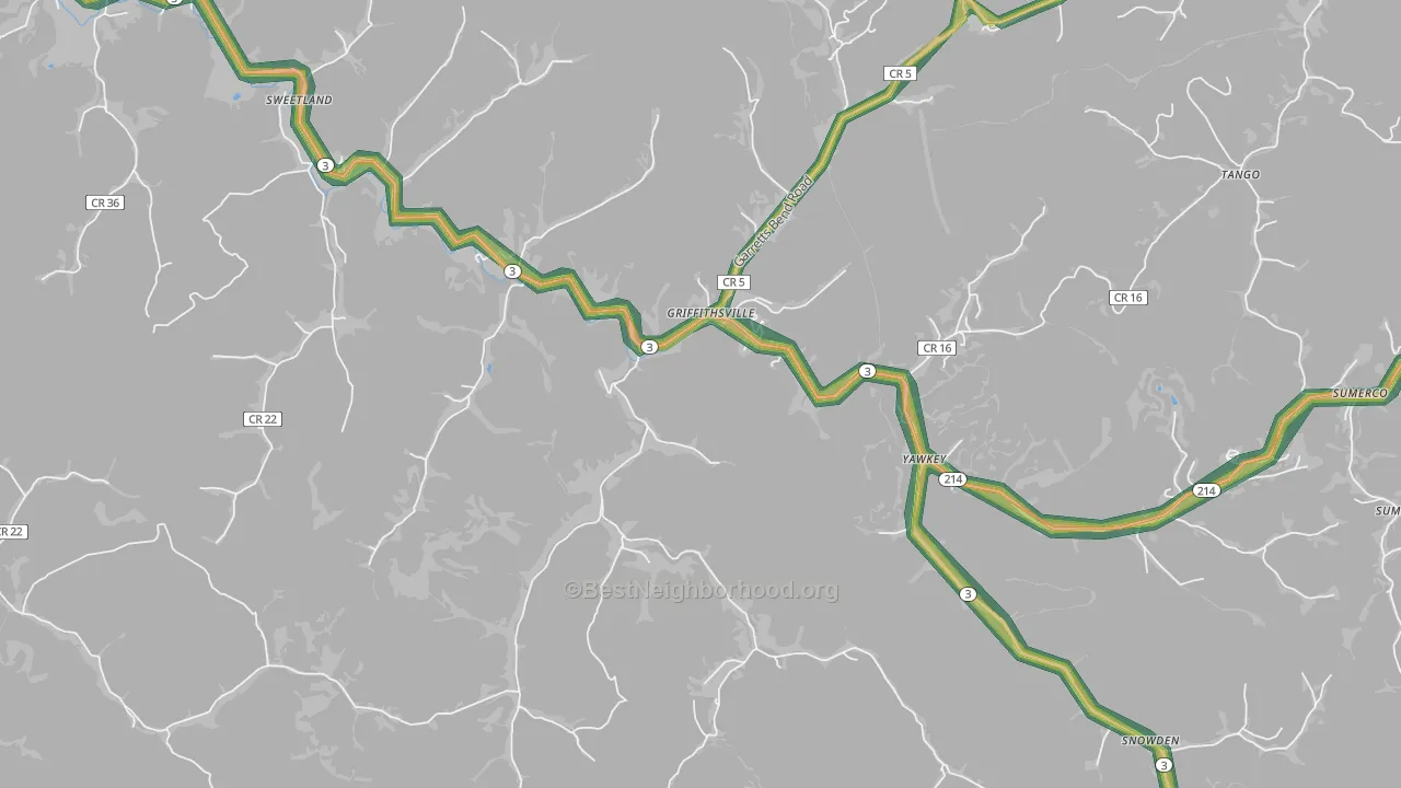 25521, WV Map of Noise Levels in 25521