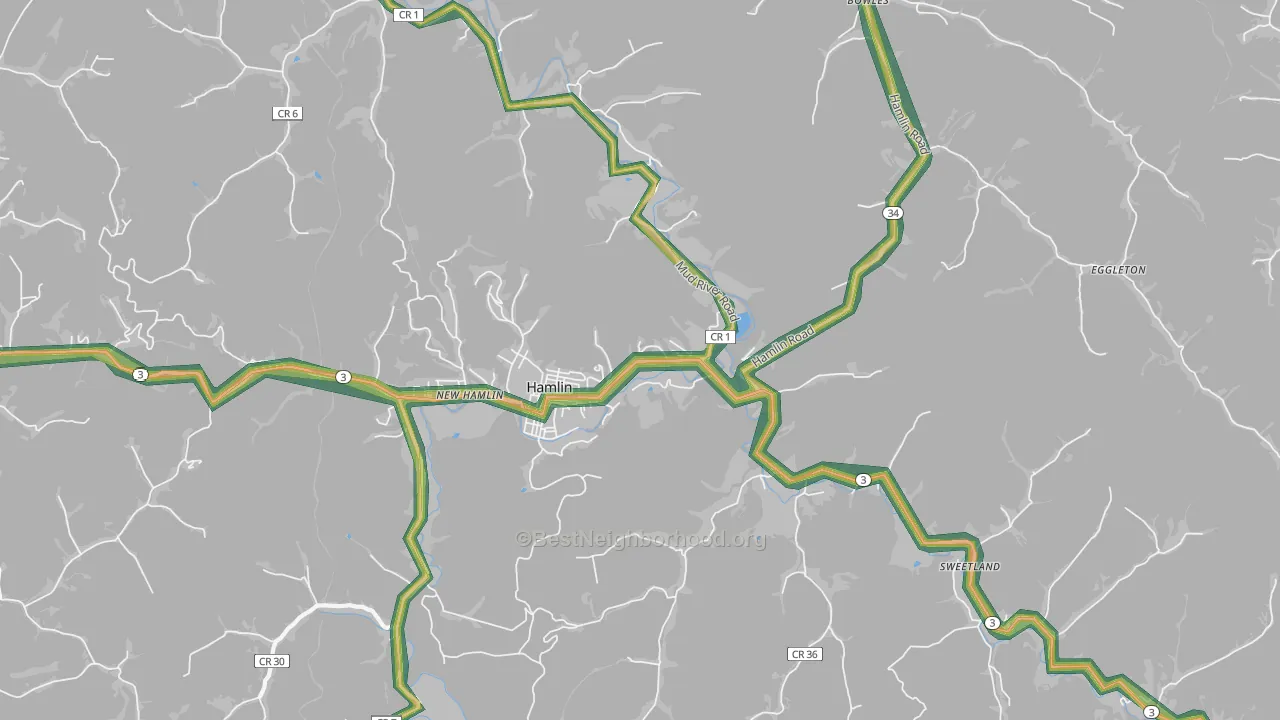 25523, WV Map of Noise Levels in 25523