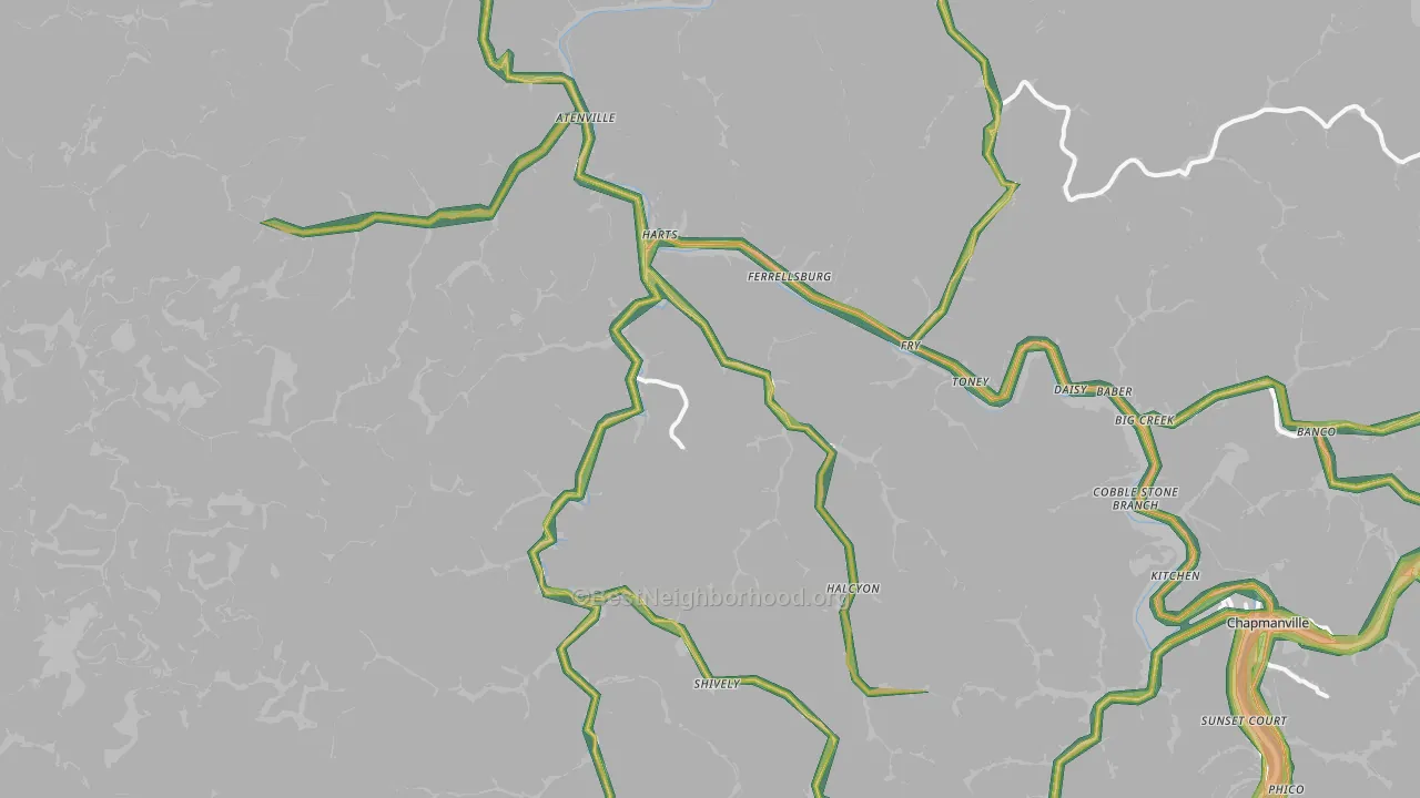 25524, WV Map of Noise Levels in 25524