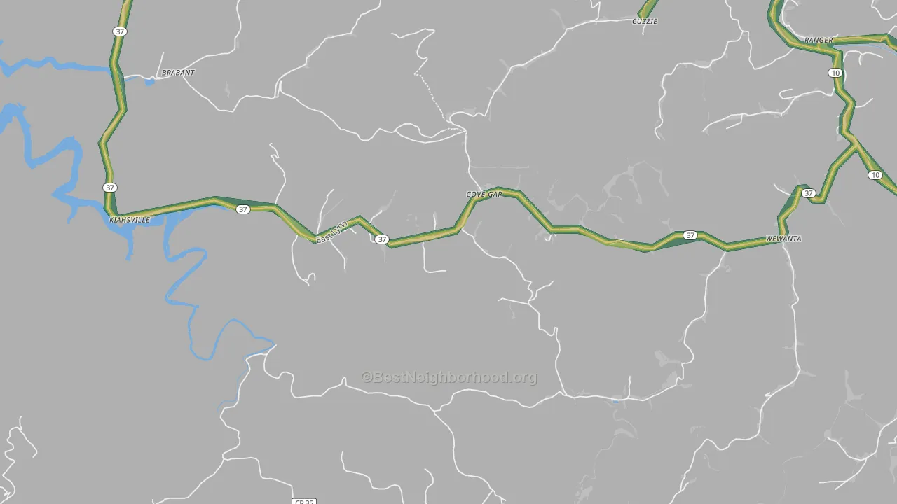 25534, WV Map of Noise Levels in 25534