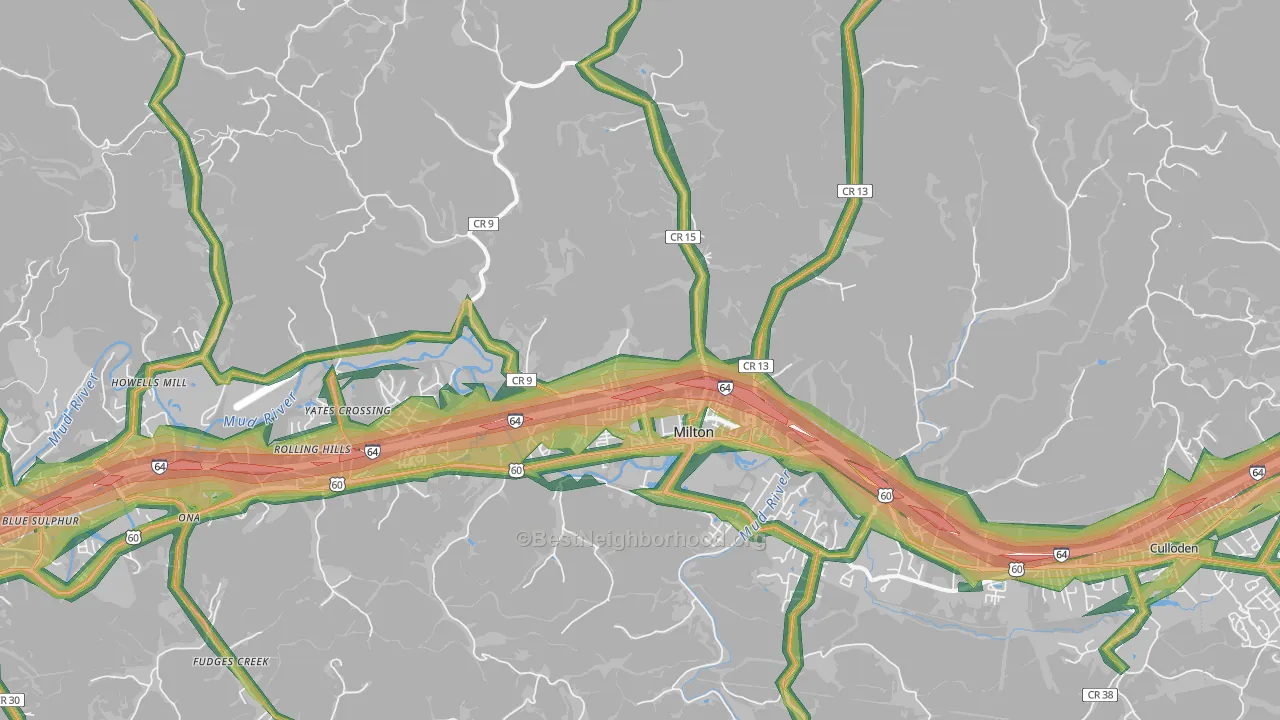 25541, WV Map of Noise Levels in 25541