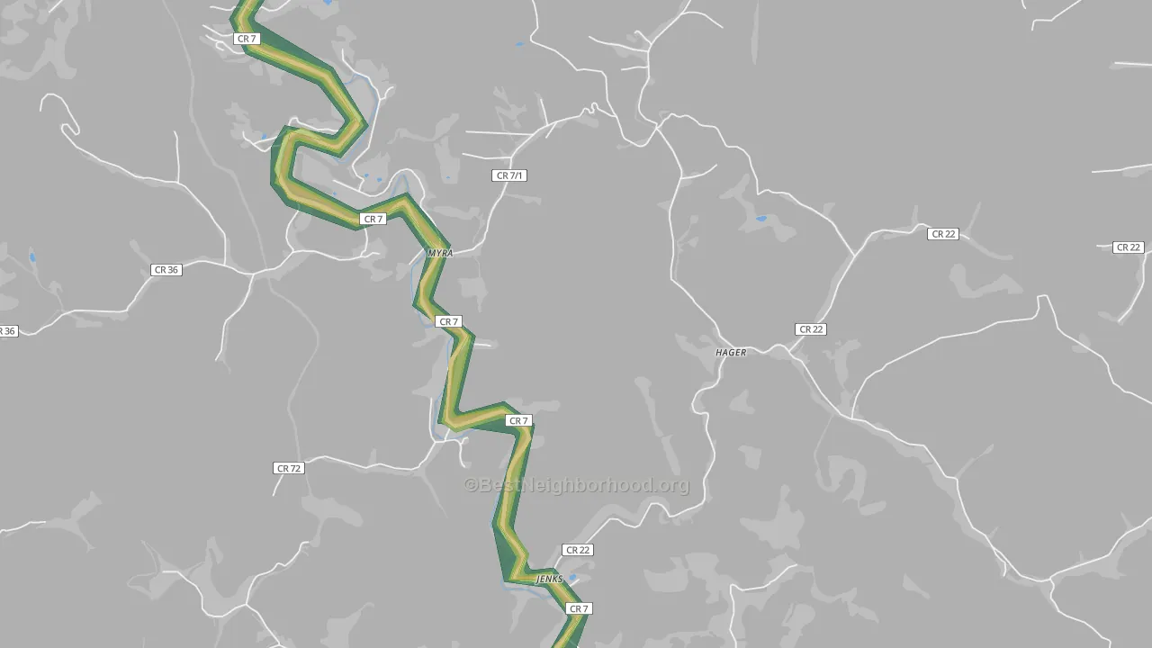 25544, WV Map of Noise Levels in 25544