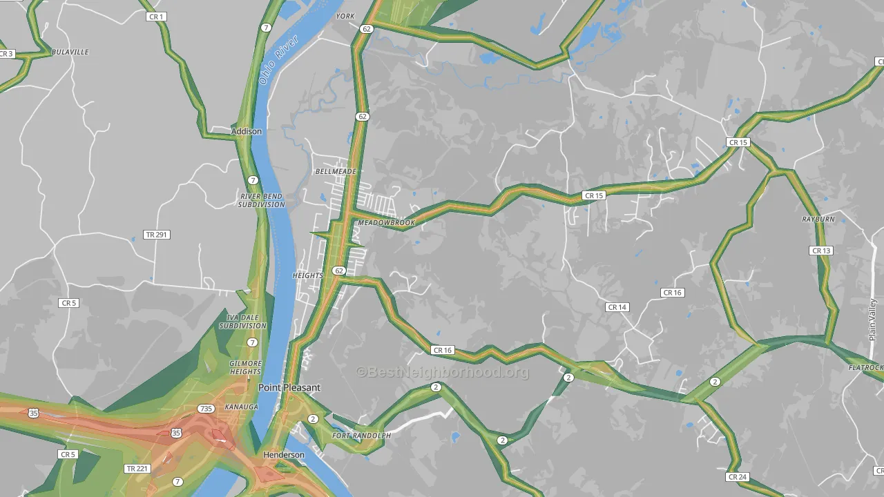 25550, WV Map of Noise Levels in 25550