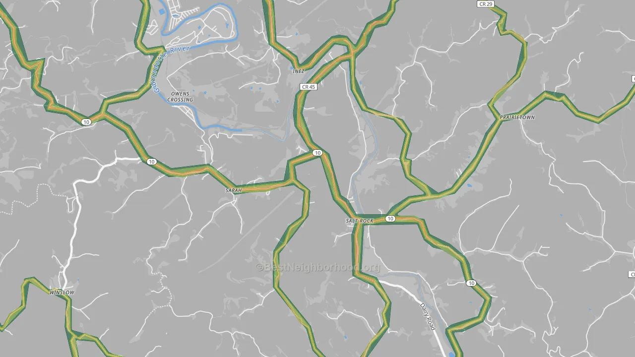 25559, WV Map of Noise Levels in 25559