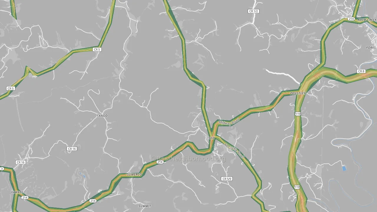 25564, WV Map of Noise Levels in 25564