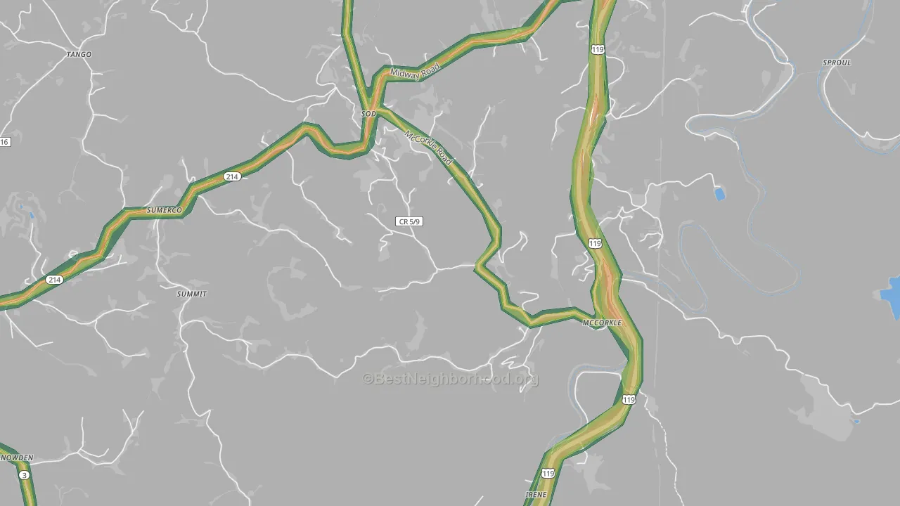 25567, WV Map of Noise Levels in 25567