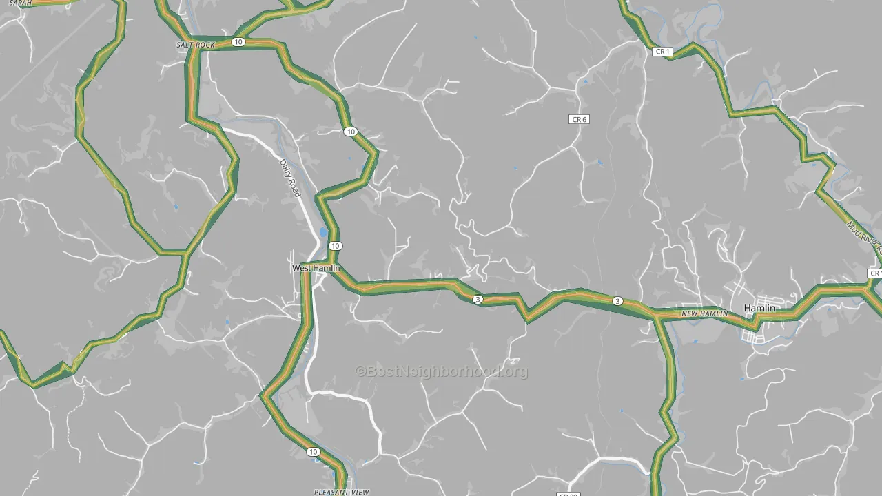 25571, WV Map of Noise Levels in 25571