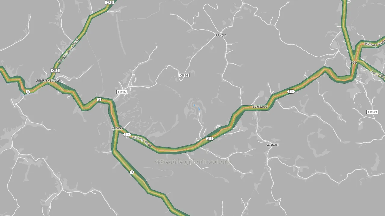 25573, WV Map of Noise Levels in 25573