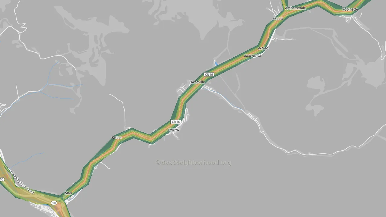 25606, WV Map of Noise Levels in 25606