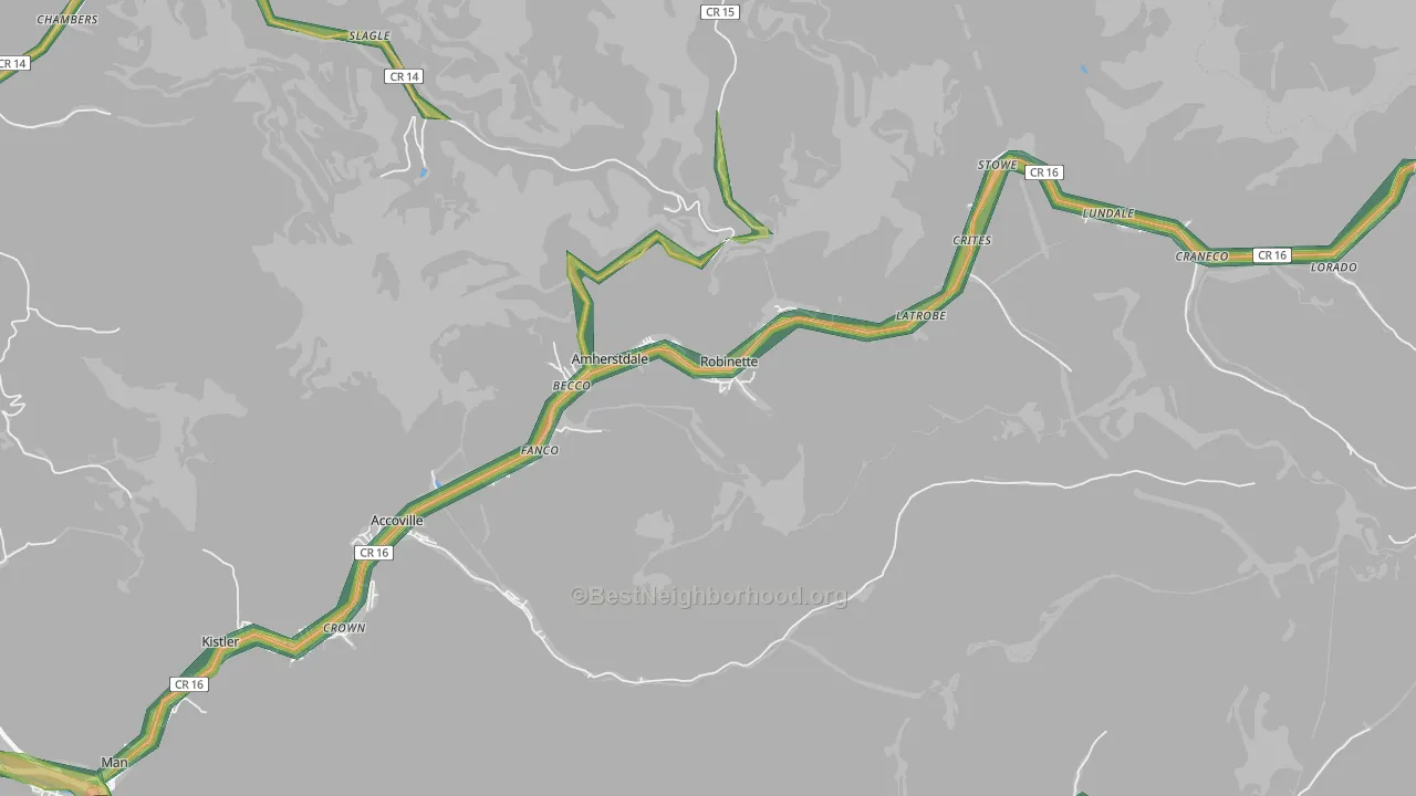 25607, WV Map of Noise Levels in 25607