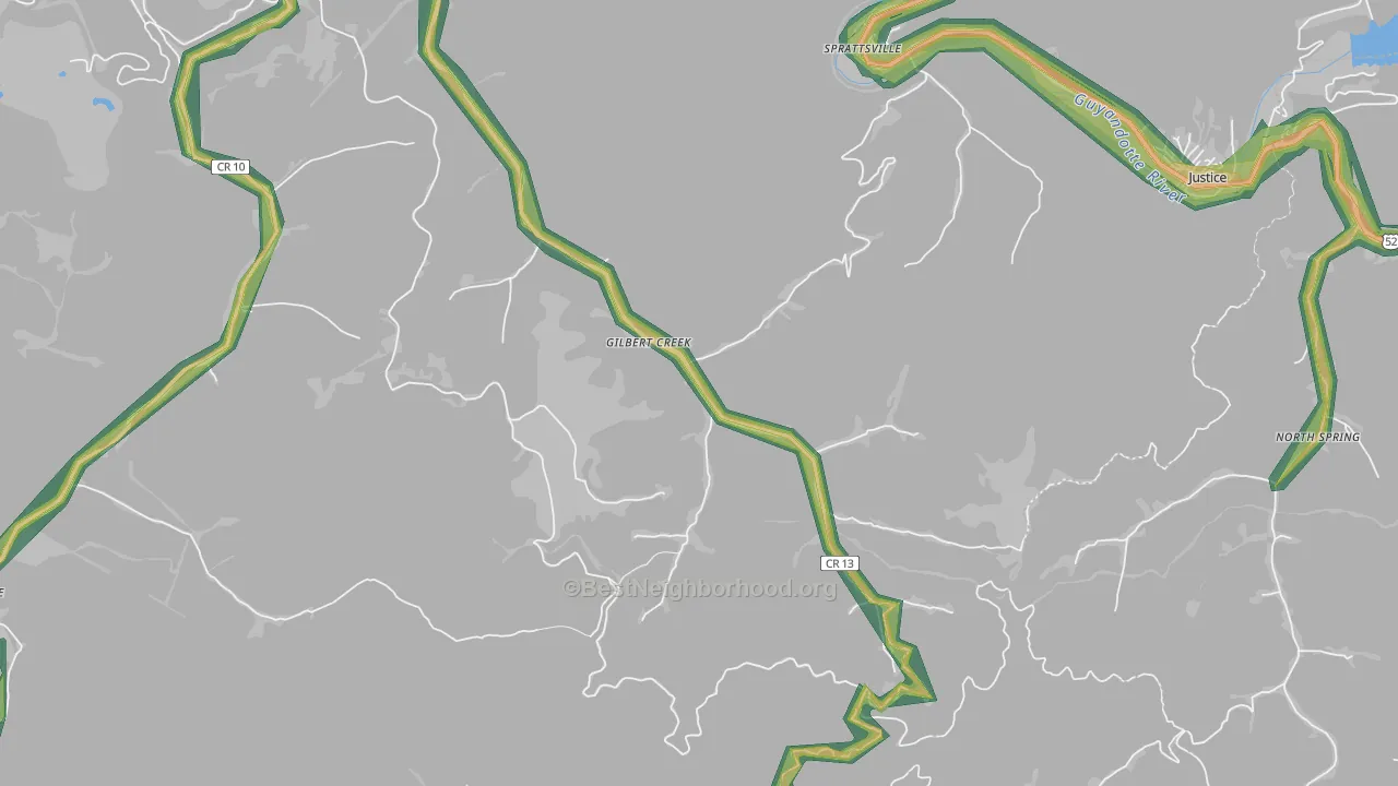 25608, WV Map of Noise Levels in 25608