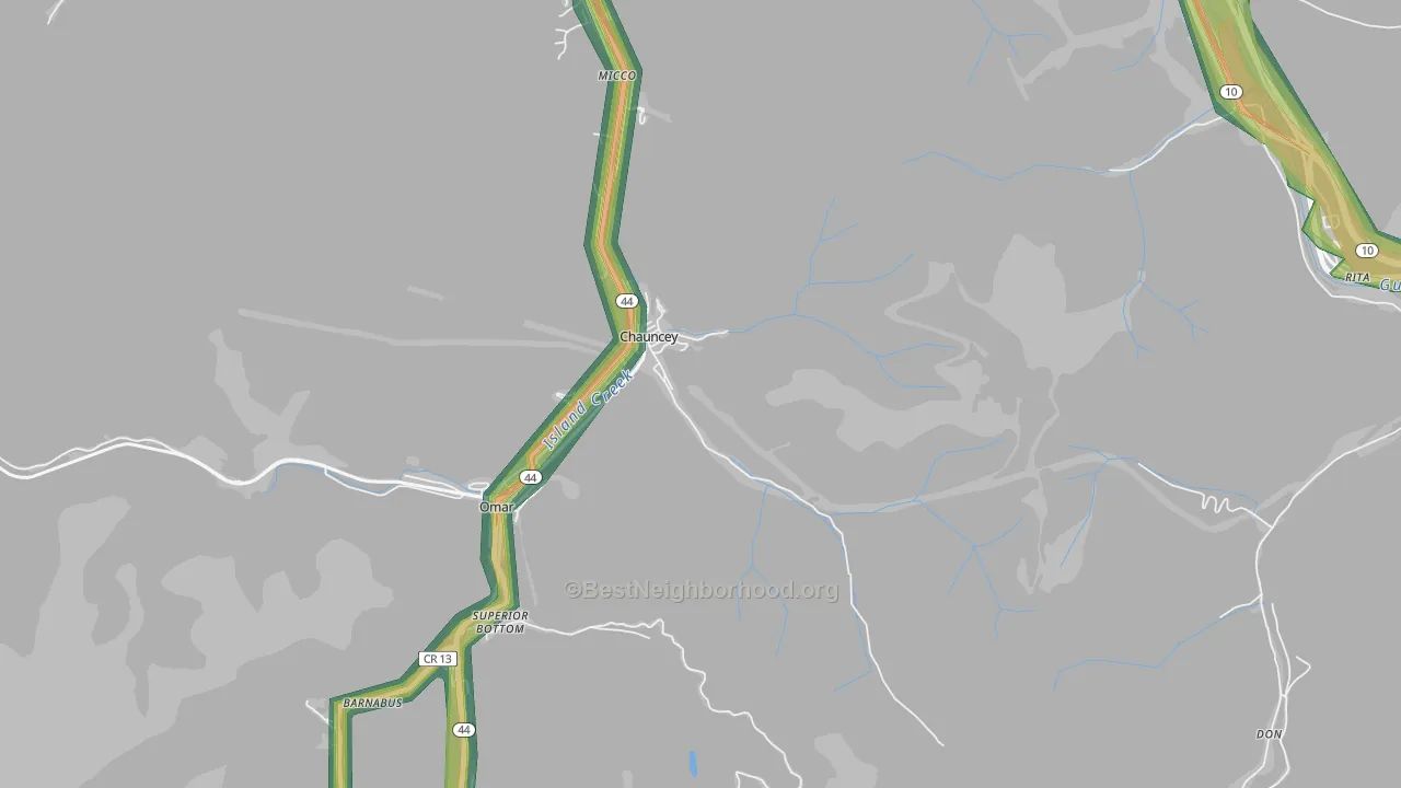 25612, WV Map of Noise Levels in 25612
