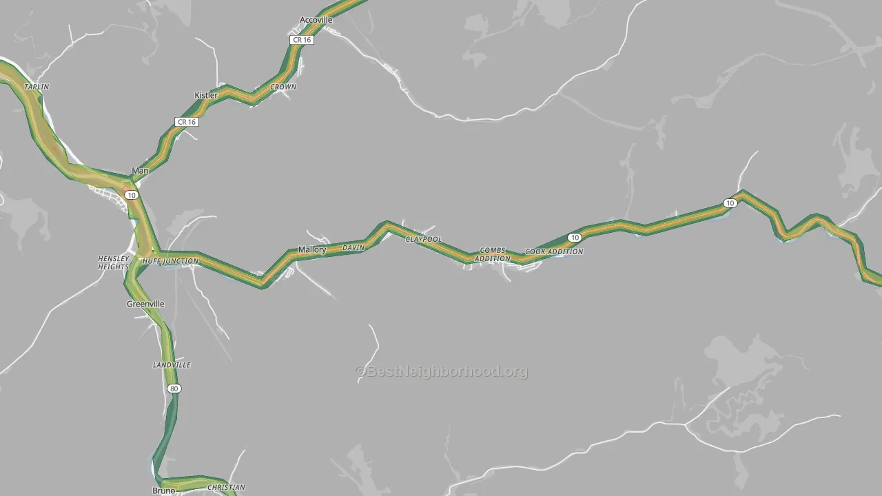 25617, WV Map of Noise Levels in 25617