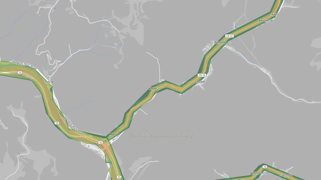 25628, WV Map of Noise Levels in 25628