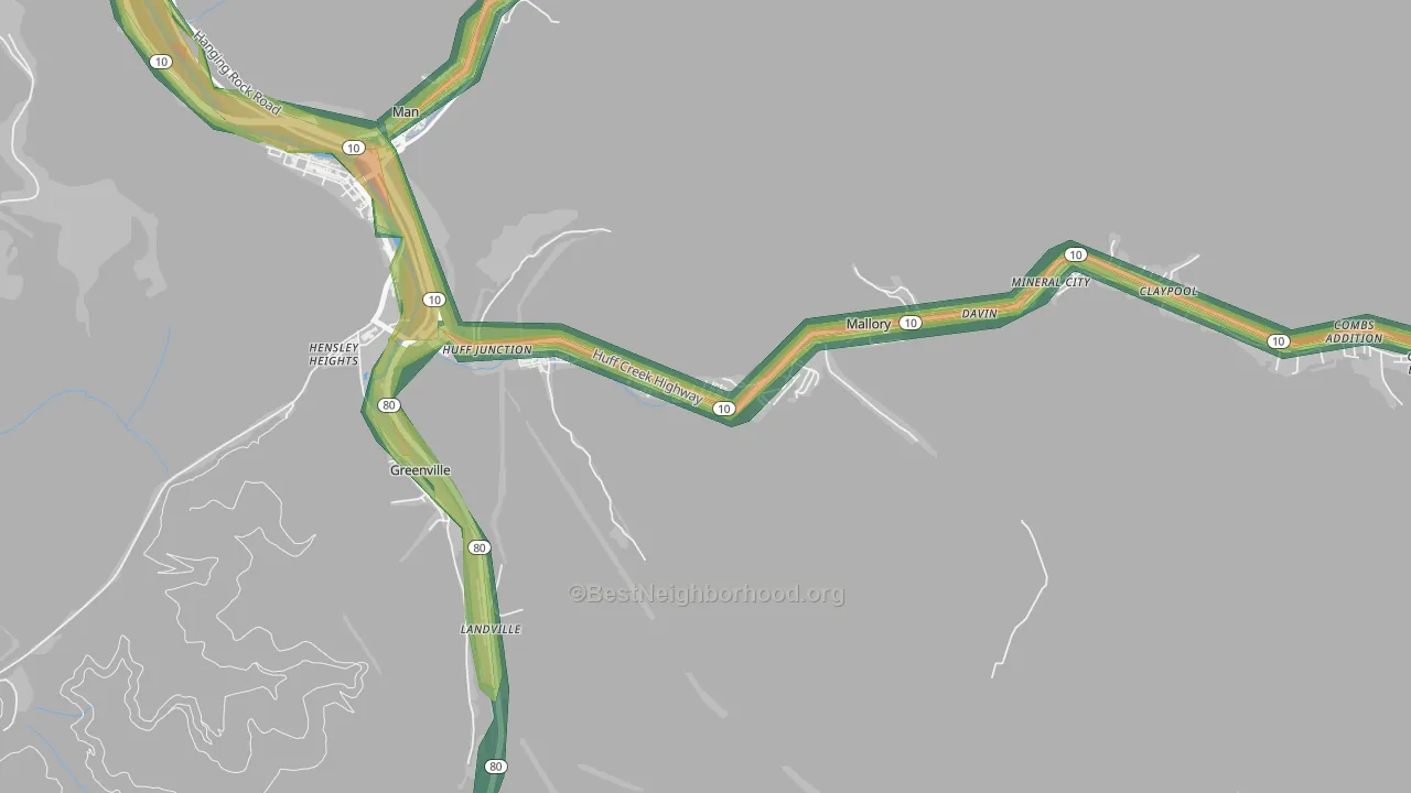 25634, WV Map of Noise Levels in 25634