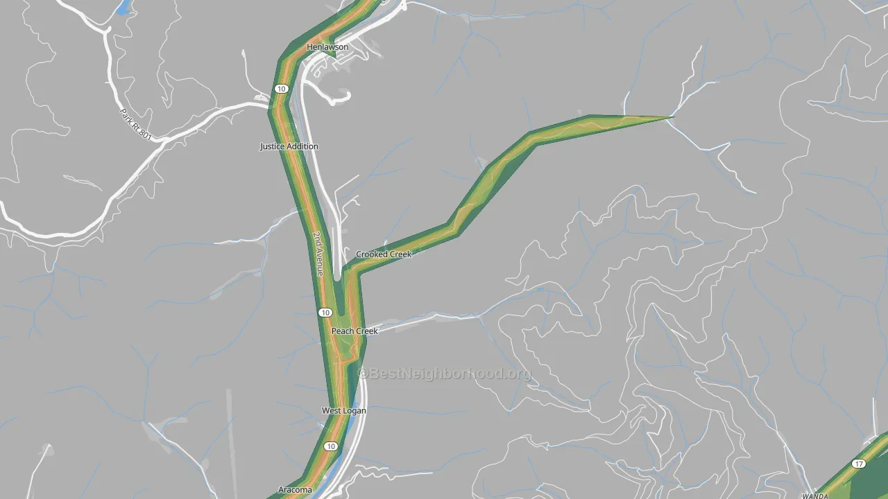 25639, WV Map of Noise Levels in 25639