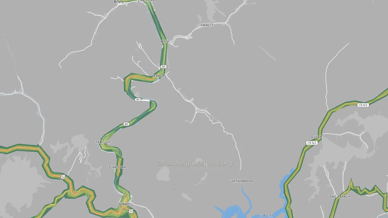 25650, WV Map of Noise Levels in 25650