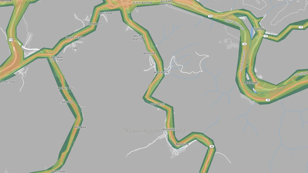 25653, WV Map of Noise Levels in 25653