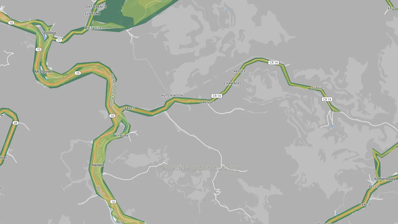 25654, WV Map of Noise Levels in 25654