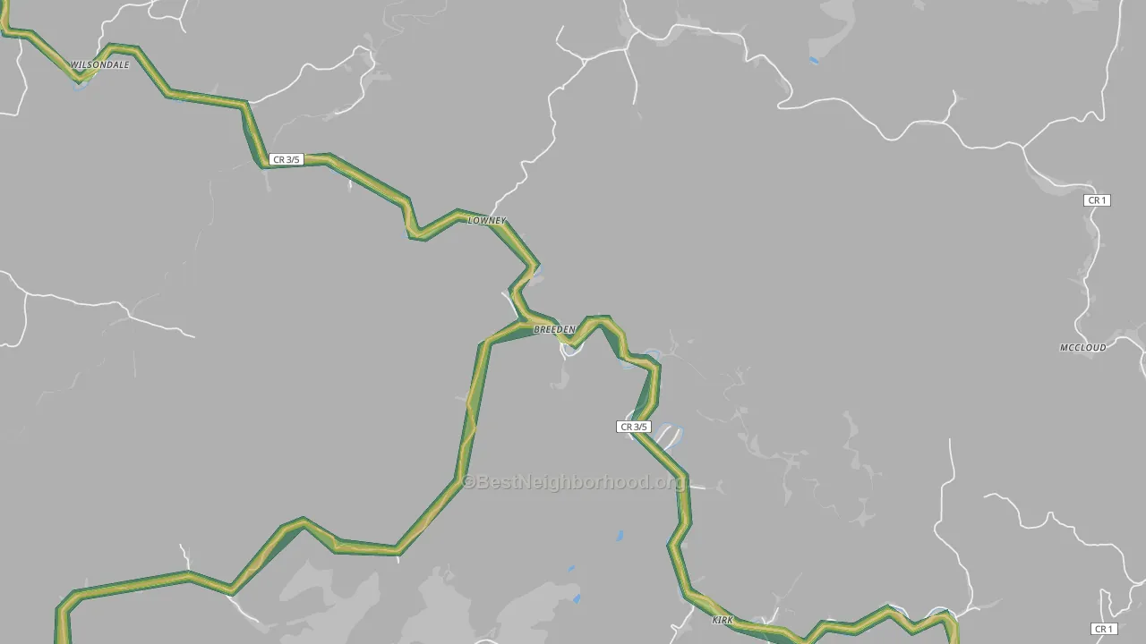 25666, WV Map of Noise Levels in 25666