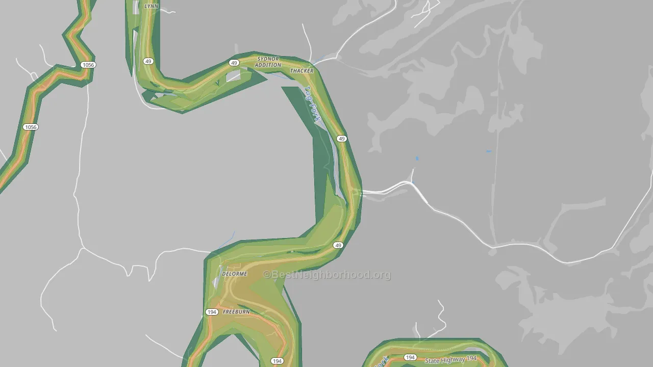 25672, WV Map of Noise Levels in 25672