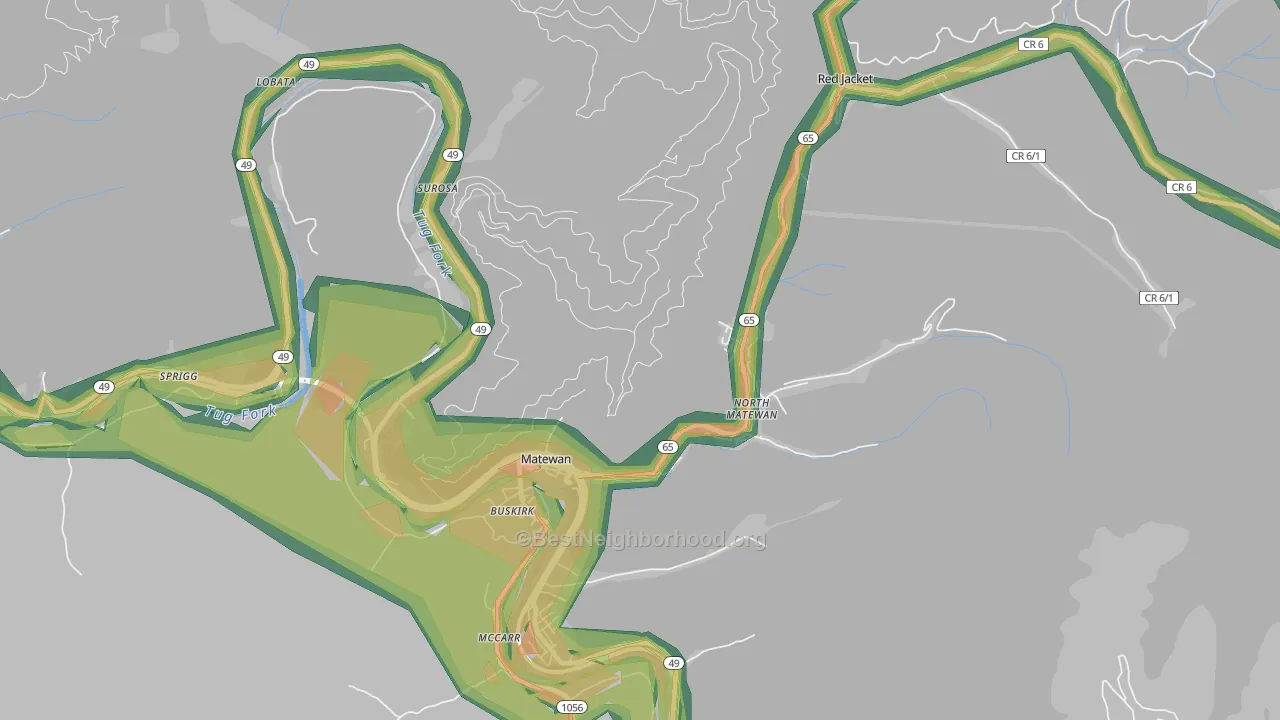 25688, WV Map of Noise Levels in 25688