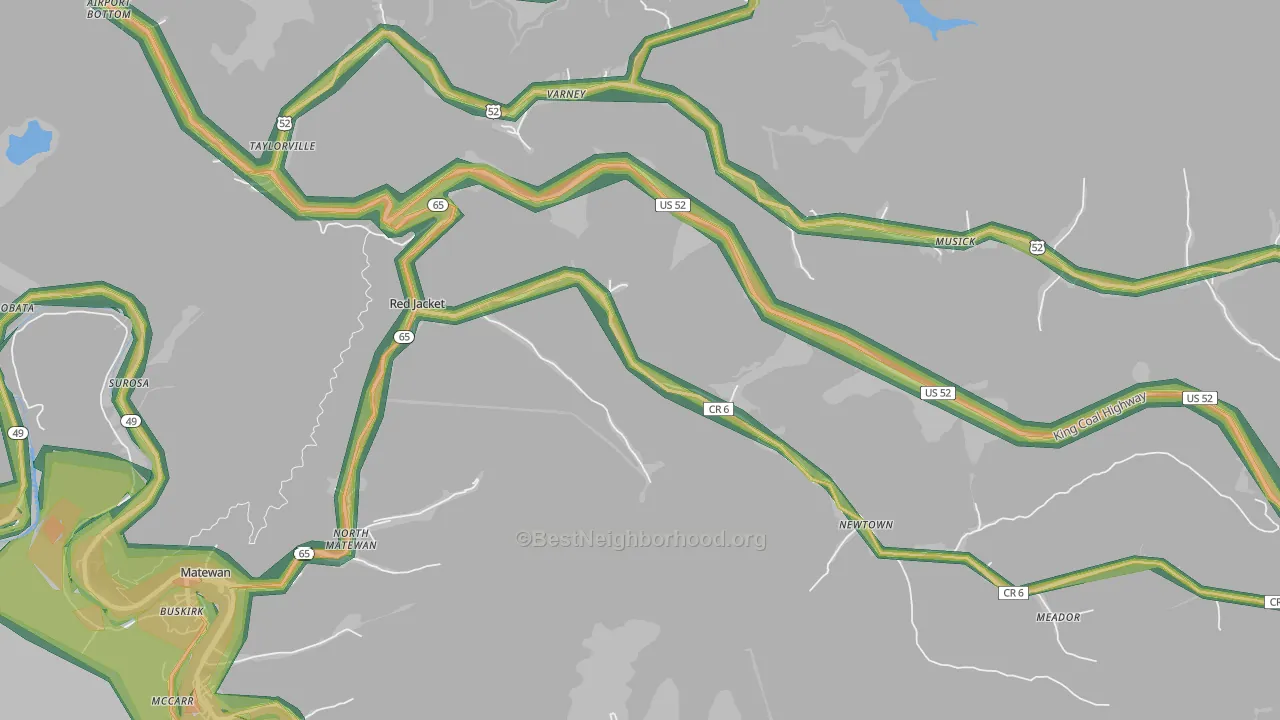 25692, WV Map of Noise Levels in 25692