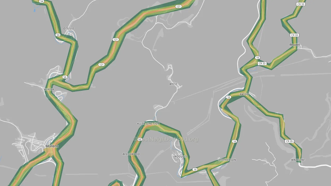 25810, WV Map of Noise Levels in 25810
