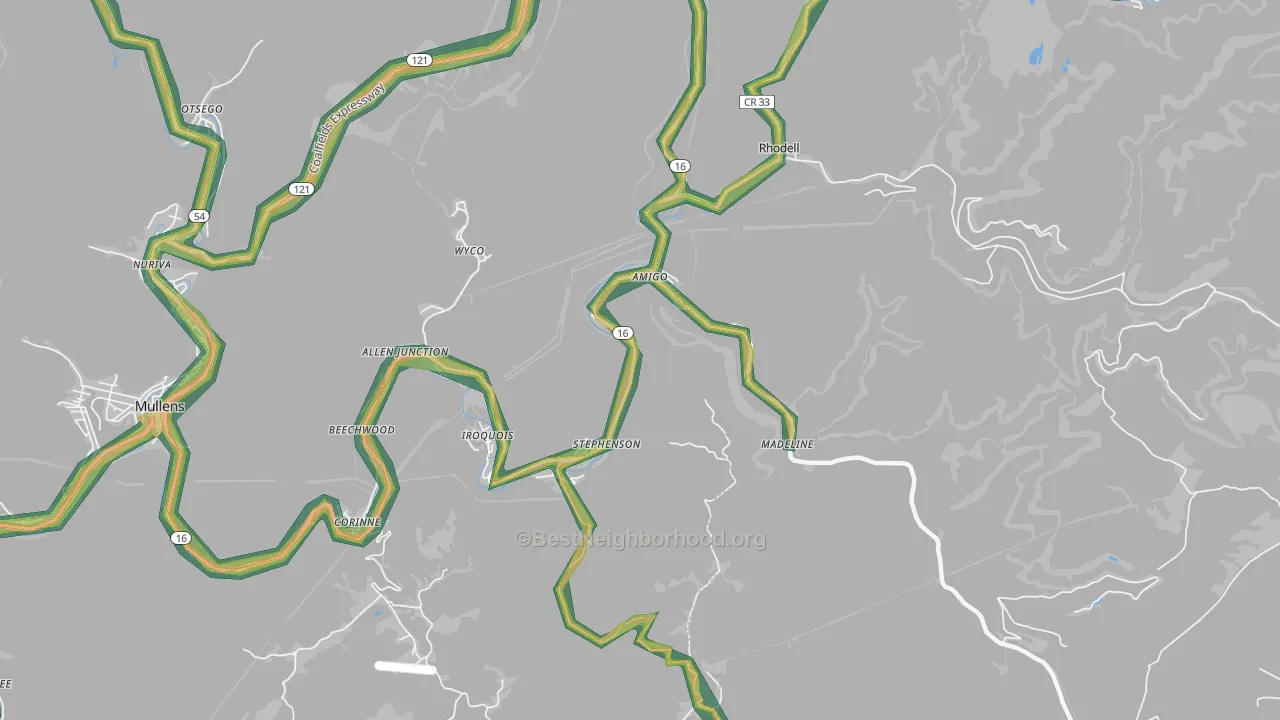 25811, WV Map of Noise Levels in 25811