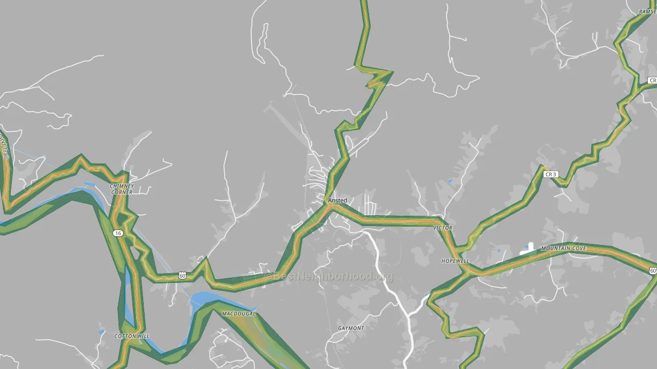 25812, WV Map of Noise Levels in 25812