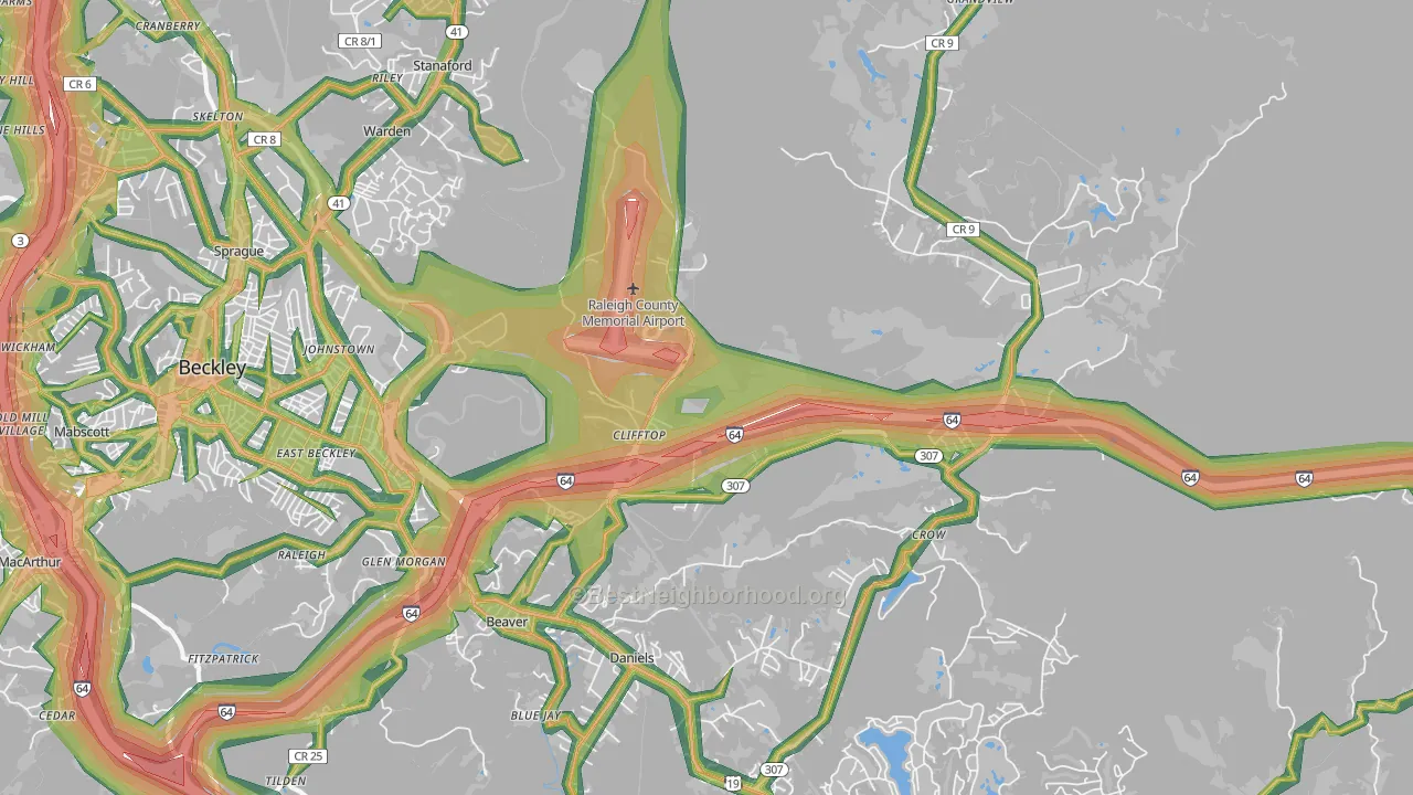 25813, WV Map of Noise Levels in 25813