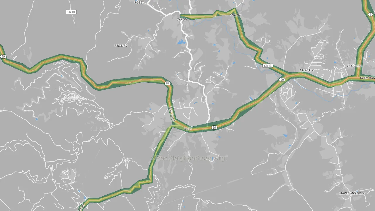 25817, WV Map of Noise Levels in 25817