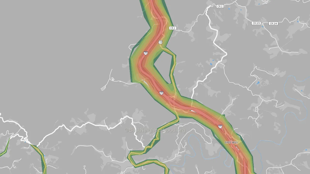 25820, WV Map of Noise Levels in 25820