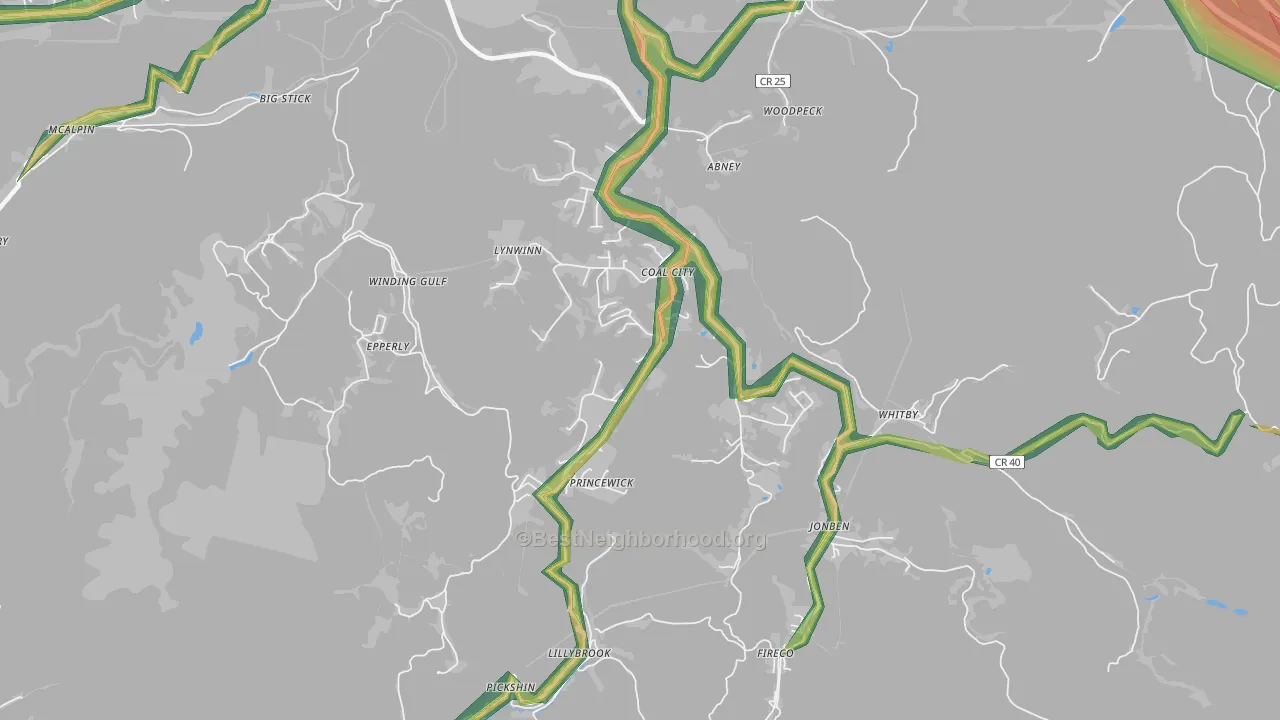 25823, WV Map of Noise Levels in 25823