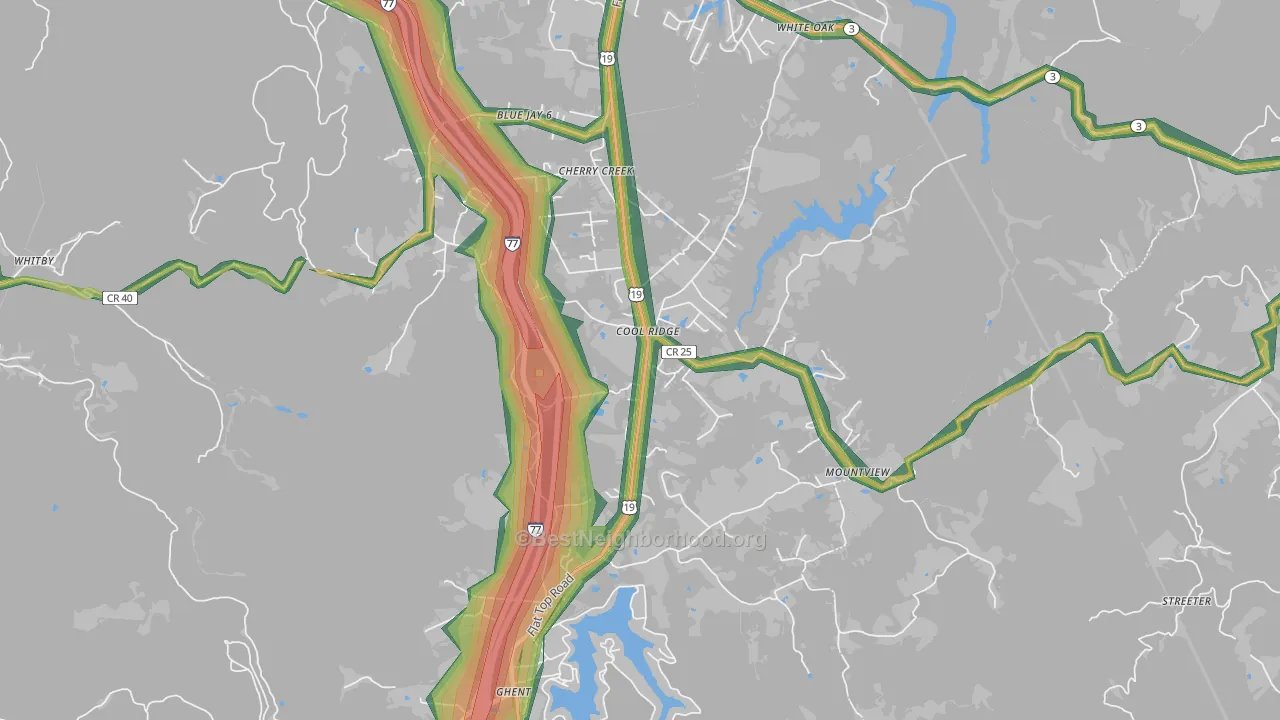25825, WV Map of Noise Levels in 25825