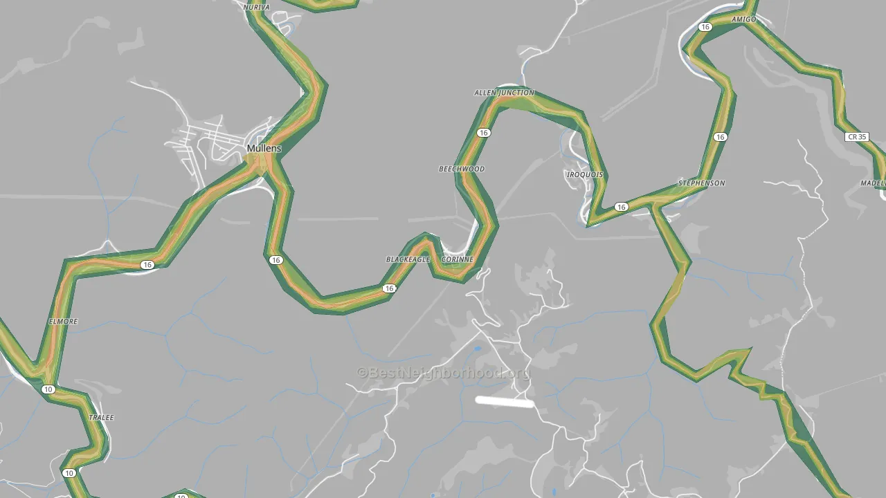 25826, WV Map of Noise Levels in 25826