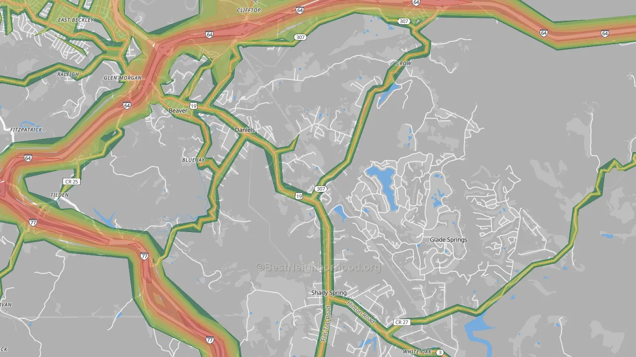 25832, WV Map of Noise Levels in 25832