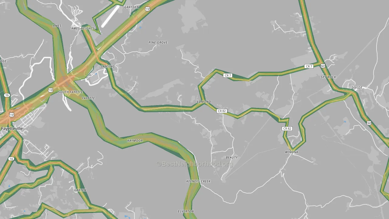 25837, WV Map of Noise Levels in 25837