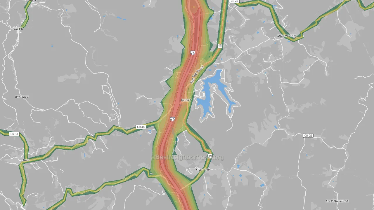 25843, WV Map of Noise Levels in 25843