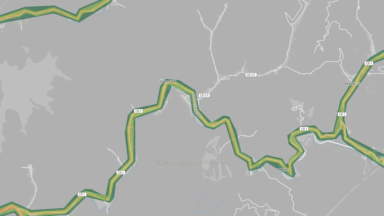 25845, WV Map of Noise Levels in 25845