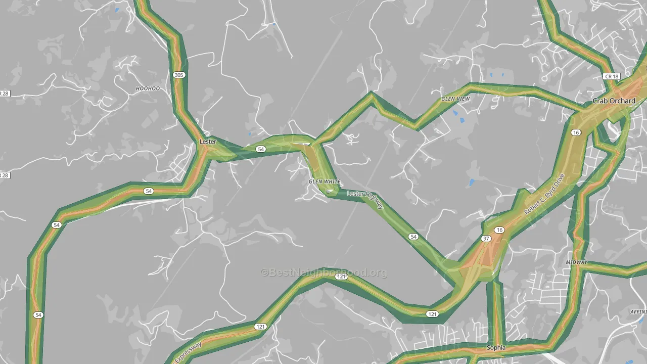 25849, WV Map of Noise Levels in 25849