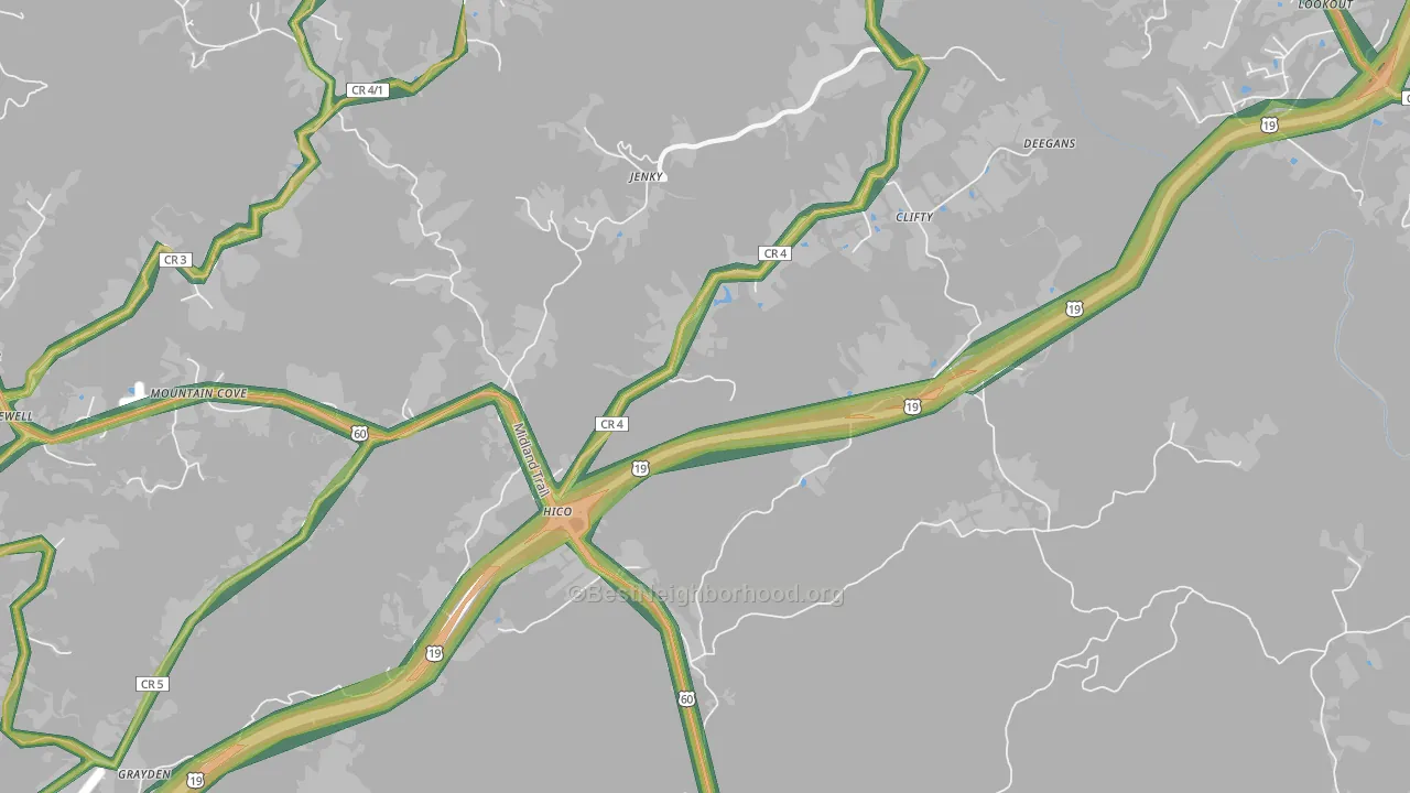 25854, WV Map of Noise Levels in 25854