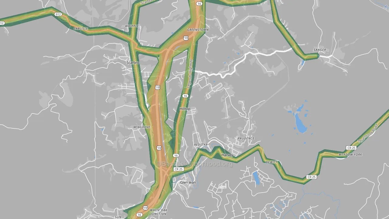 25855, WV Map of Noise Levels in 25855