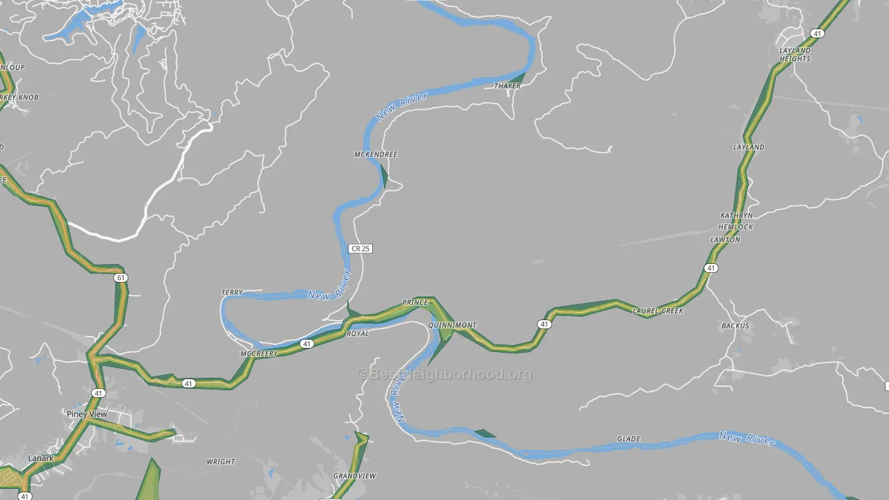 25864, WV Map of Noise Levels in 25864