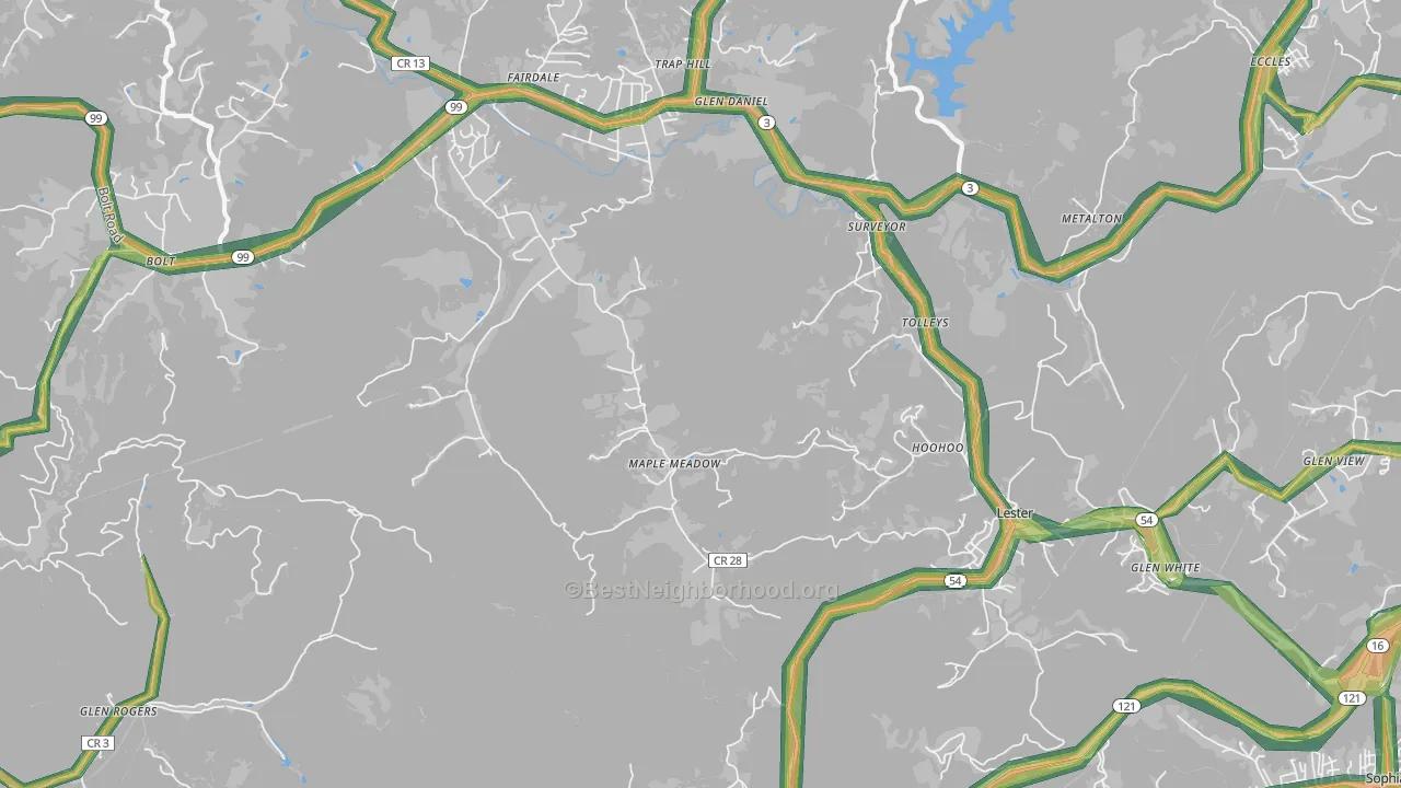 25865, WV Map of Noise Levels in 25865