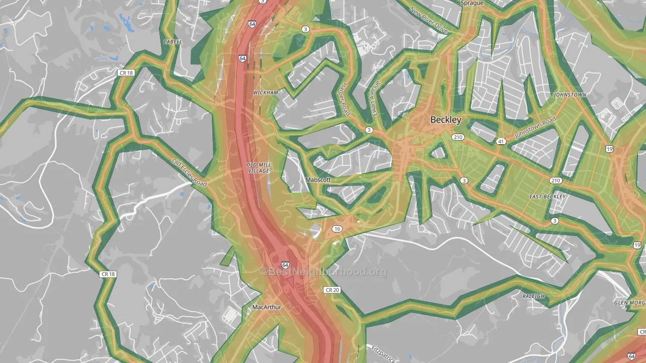 25871, WV Map of Noise Levels in 25871