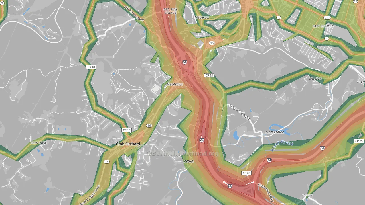 25873, WV Map of Noise Levels in 25873