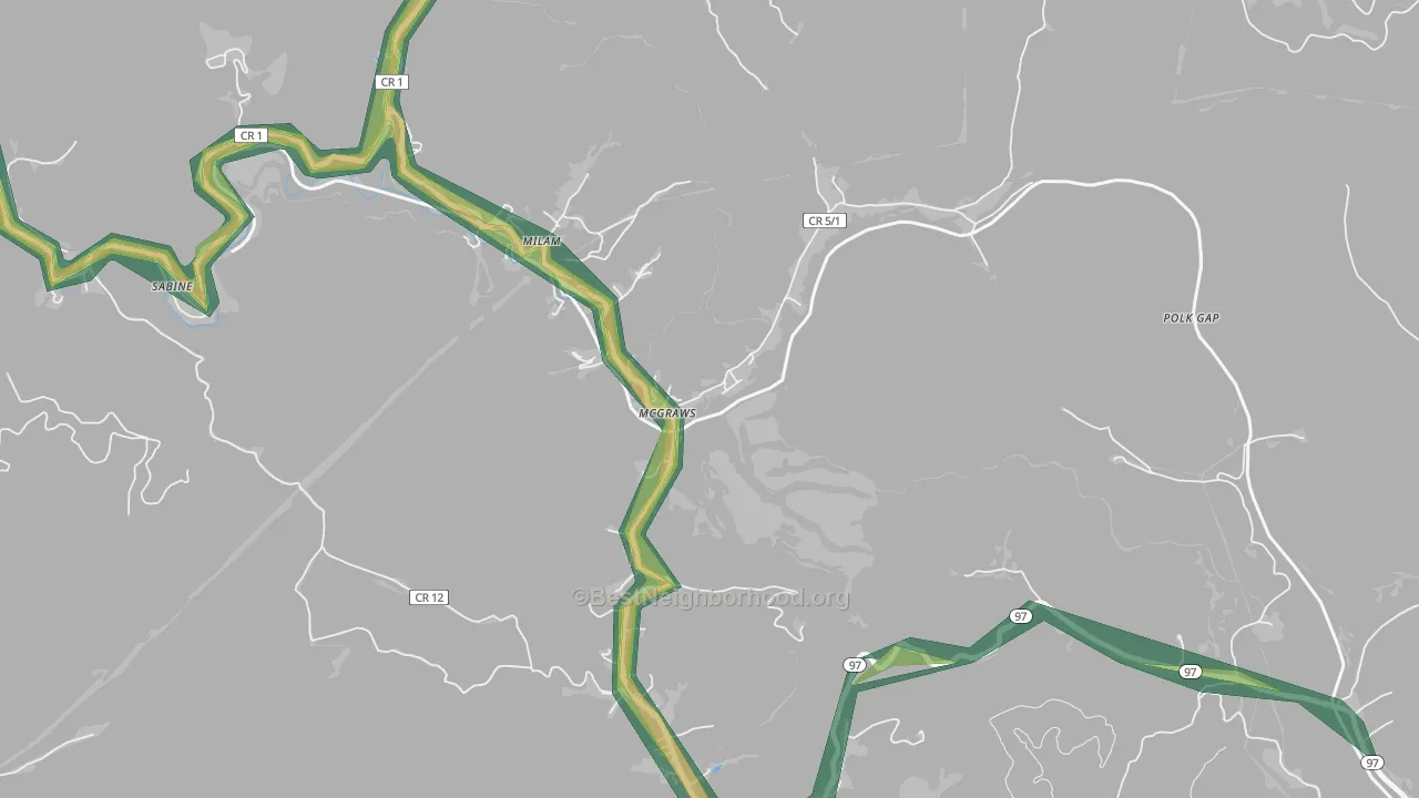 25875, WV Map of Noise Levels in 25875