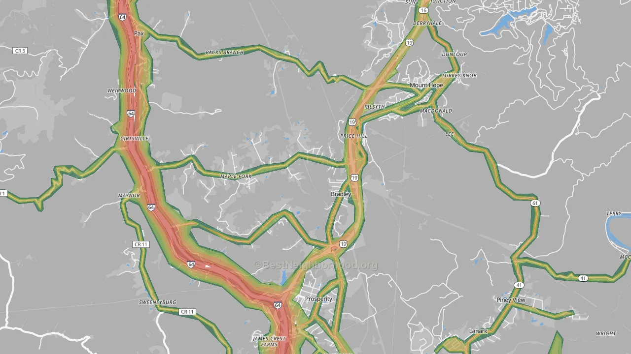 25880, WV Map of Noise Levels in 25880